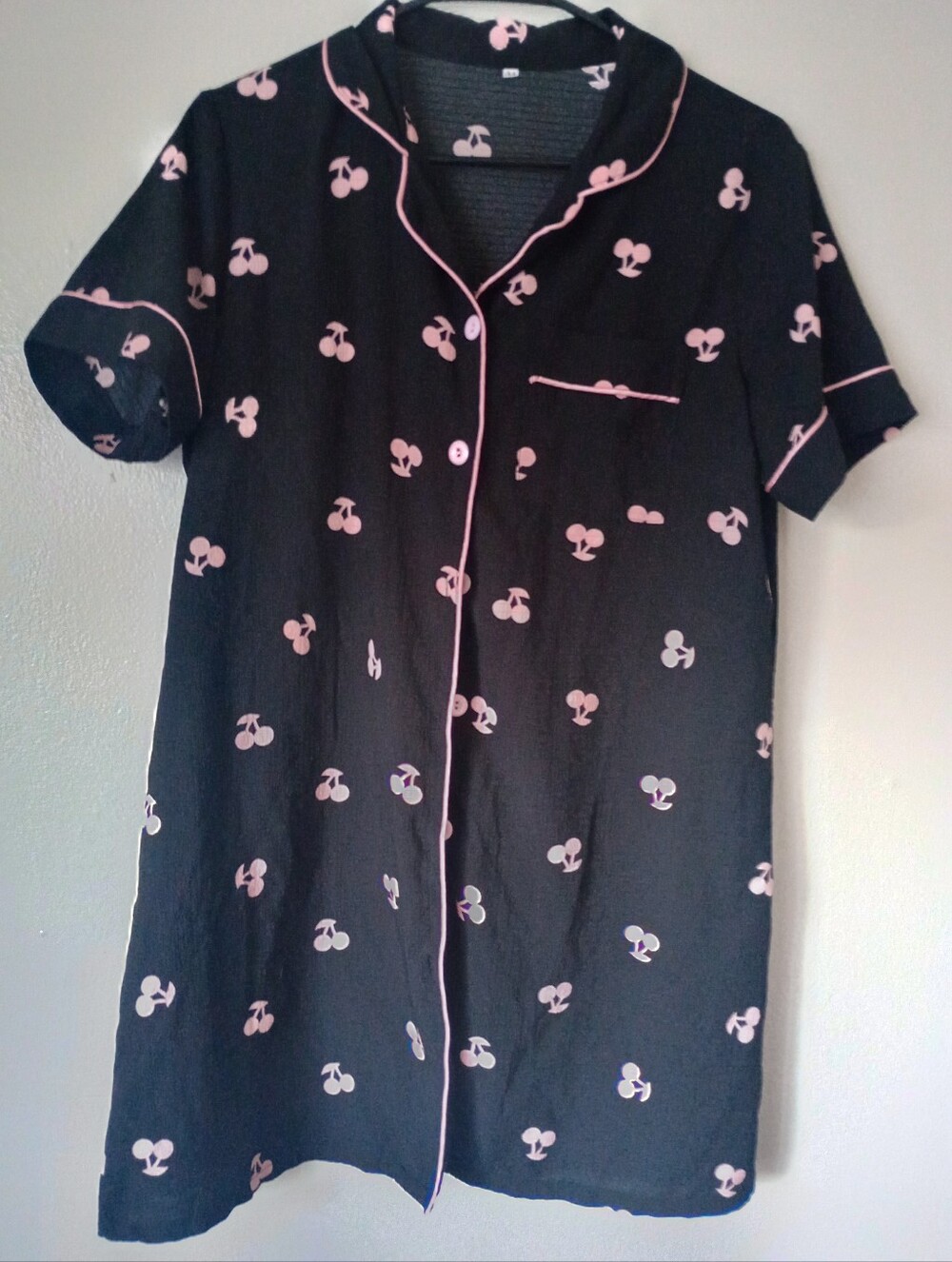 Pink Cherry Button Down Sleep Shirt